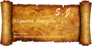 Sigmond Jusztin névjegykártya